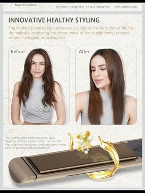 Professional Hair Straightener Flat Iron – Brown